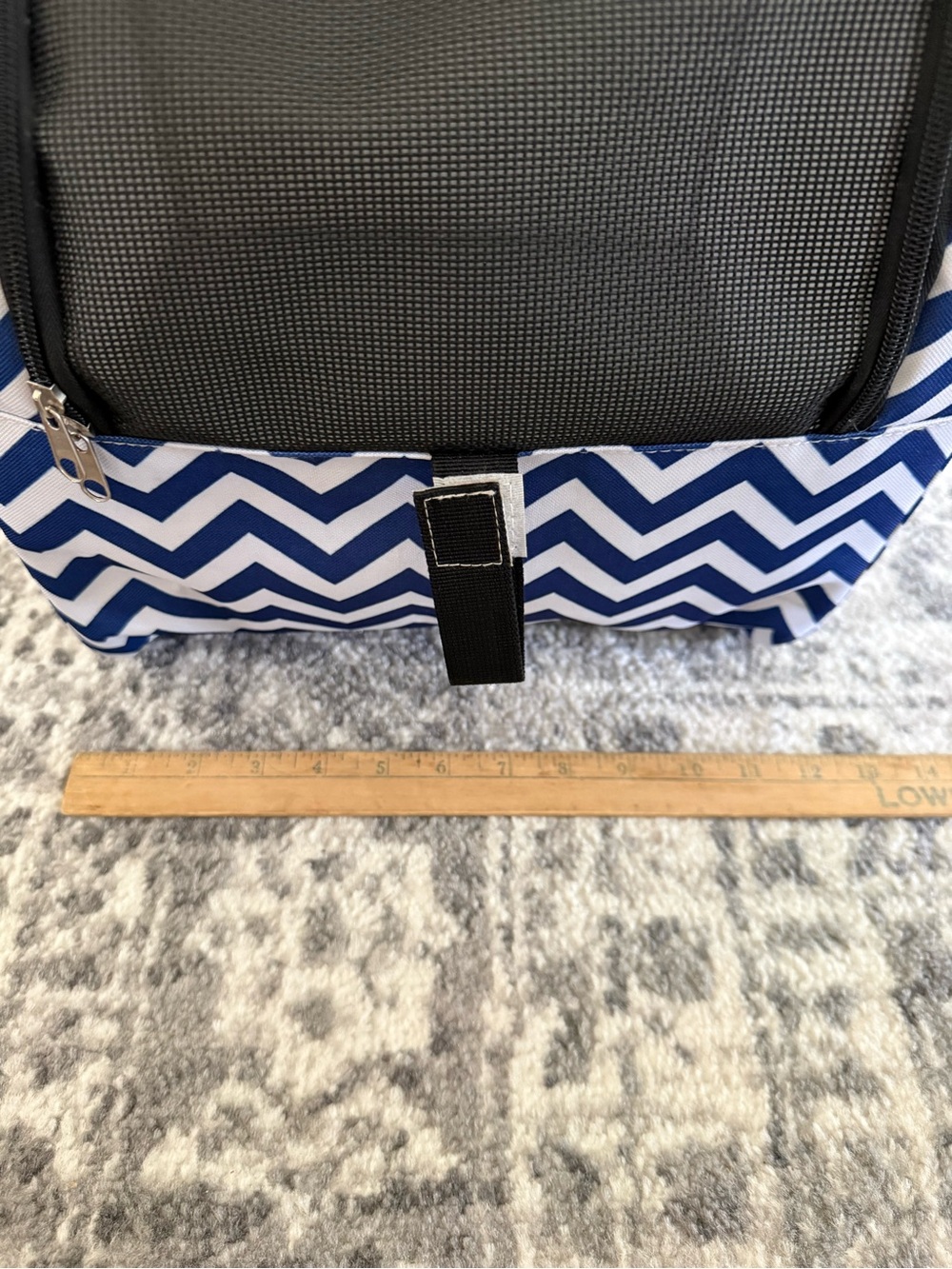 Rolling Pet Carrier with Blue Chevron Print - Picture 8 of 9